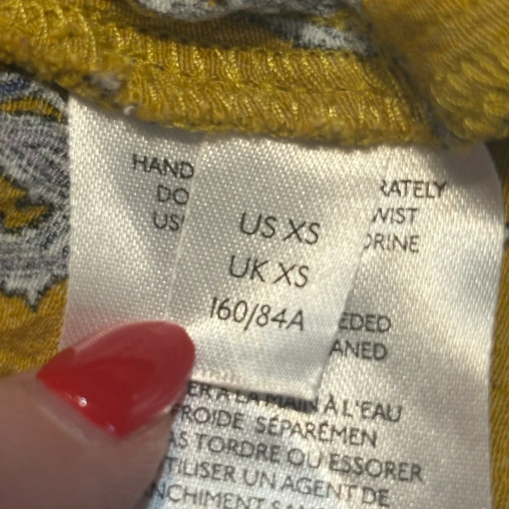 Anthropologie Mustard and Indigo Floral Mini Dress size XS * - Picture 8 of 15